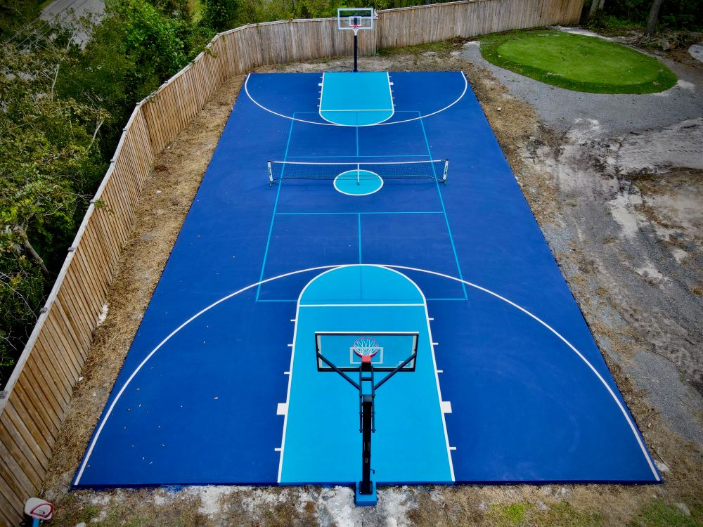 Xây sân bóng rổ - pickleball cao cấp 8 lớp sơn có 10% Hạt Cao Su ECOPICK trên nền ciment